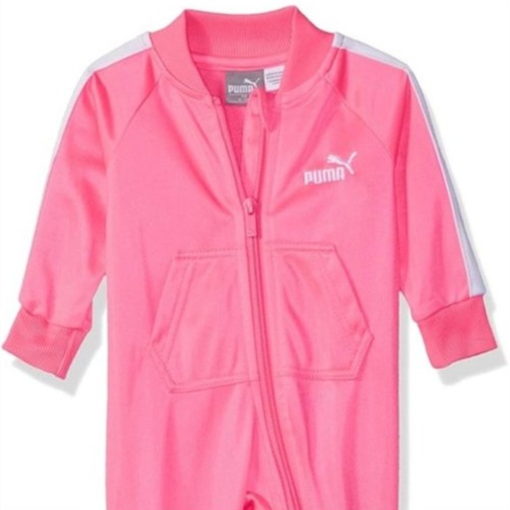 PUMA Baby Girl 6-9 mos. Pink Overall Sweatshirt Jumpsuit NEW